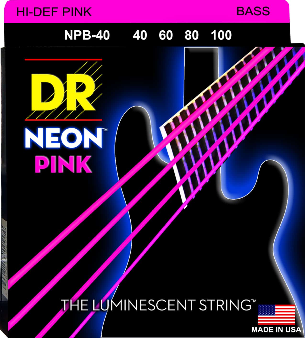 DR Strings Neon Pink 4 String Lite (40-100)