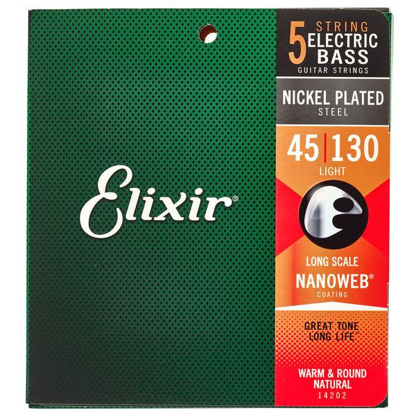Elixir Electric Bass Nickel Plated Steel with NANOWEB Coating (45-130)