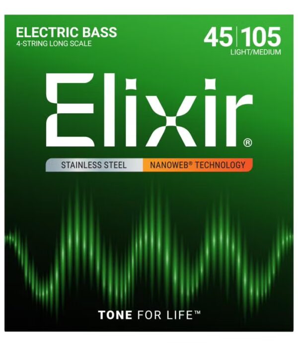Elixir Electric Bass Nickel Plated Steel with NANOWEB Coating (45-105)