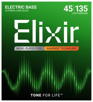 Elixir Electric Bass Nickel Plated Steel with NANOWEB Coating (45-135)