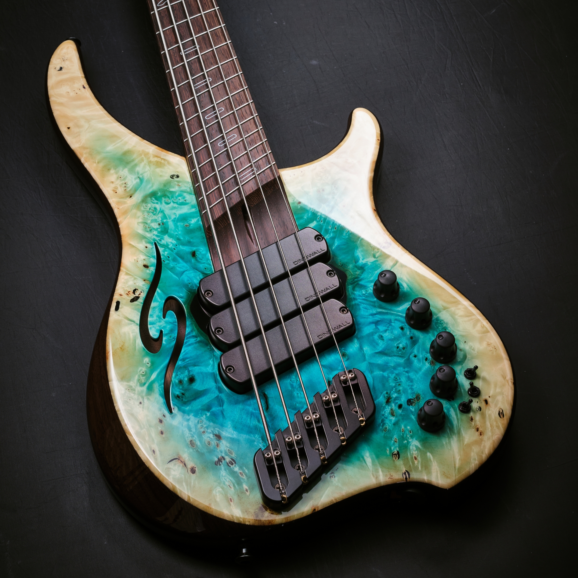 Dingwall Afterburner II Turquoise Natural Reverse Burst Yellow Buckeye Top