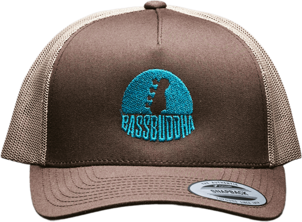 Bass Buddha Trucker Snapback Brown And Khaki – Turquoise Logo